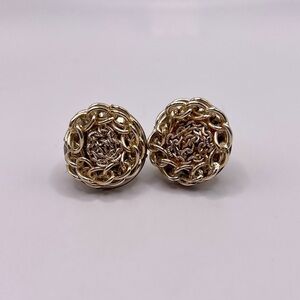 Vintage 60s West Germany Gold-Tone Chain Link Screw-Back Earrings